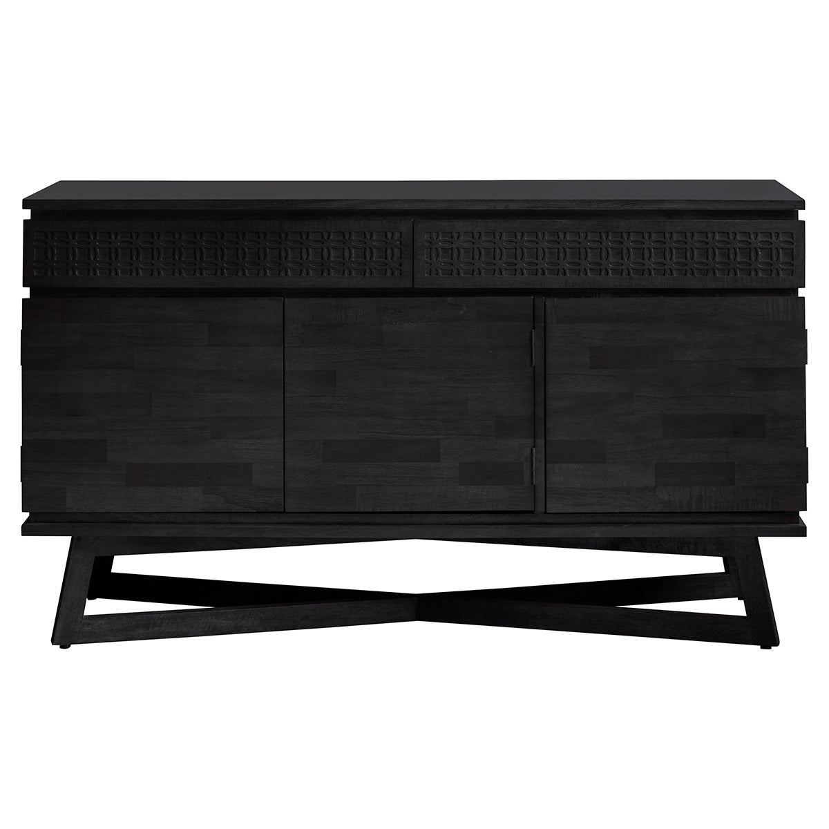 A black Dartington Boutique sideboard with two drawers and two legs, perfect for home furniture and interior décor.