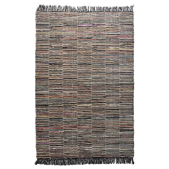 Load image into Gallery viewer, A Aveton Rug Multi 1200x1700mm with stripes and fringes for interior decor.
