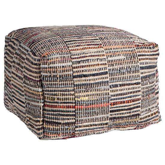 Aveton Pouffe Multi 500x500x350mm with a striped pattern, an ideal addition to your interior decor or home furniture.