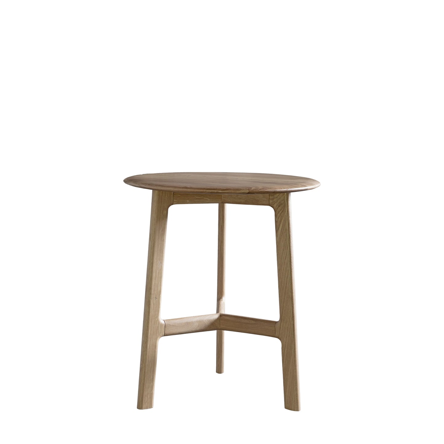 A 500x500x575mm round side table from Kikiathome.co.uk with a wooden top and legs, suitable for interior decor.
