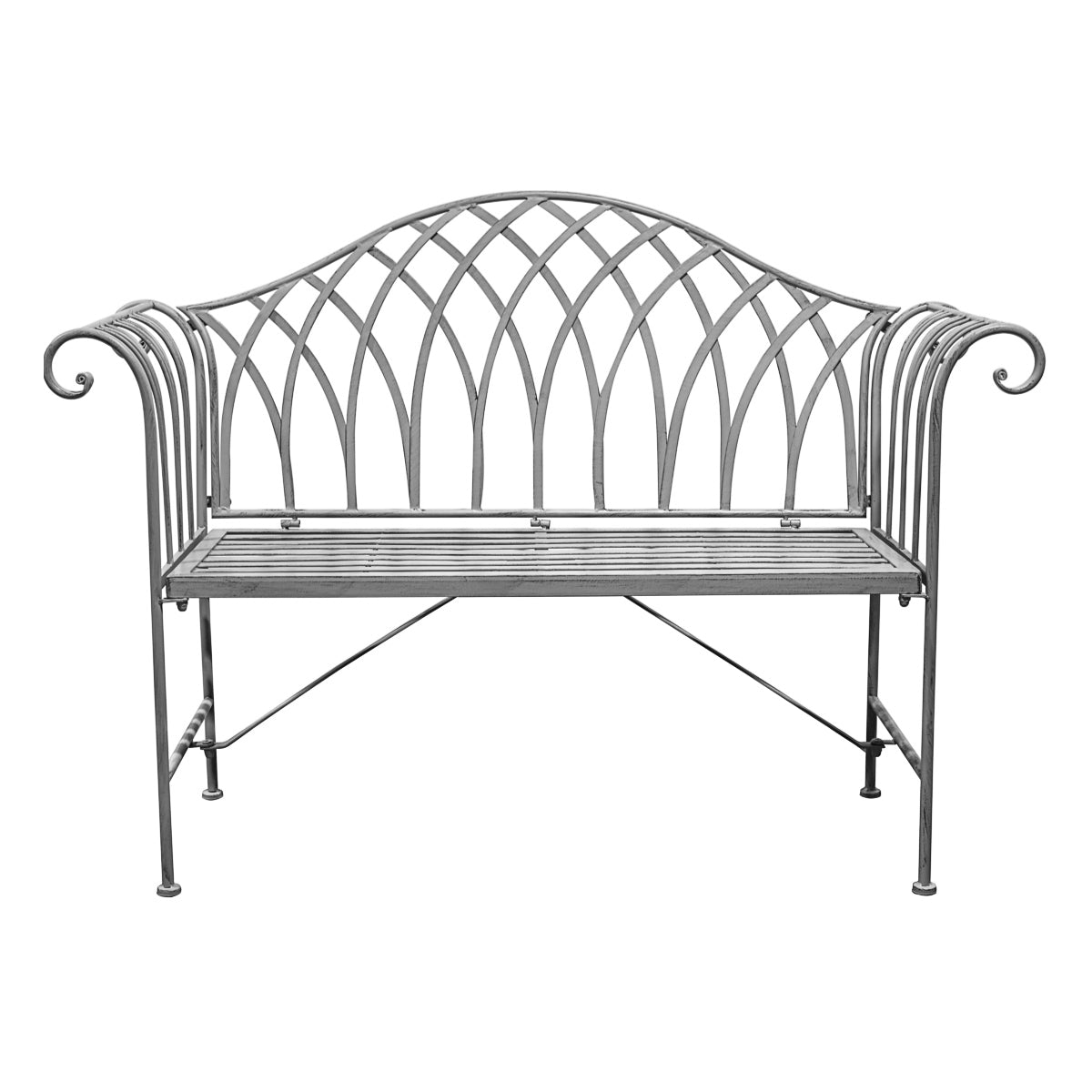 An exquisite Noss Outdoor Bench Estate featuring a wrought iron frame, perfect for interior decor and home furniture.