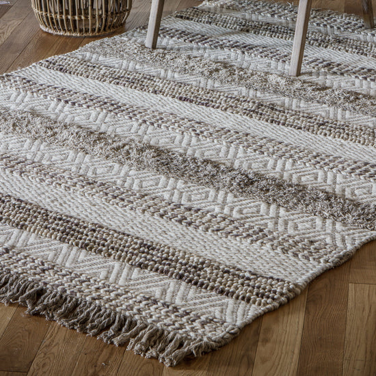 Interior decor, Home furniture: Ludiene Rug Ivory 1600x2300mm with fringes, perfect for wooden floors.