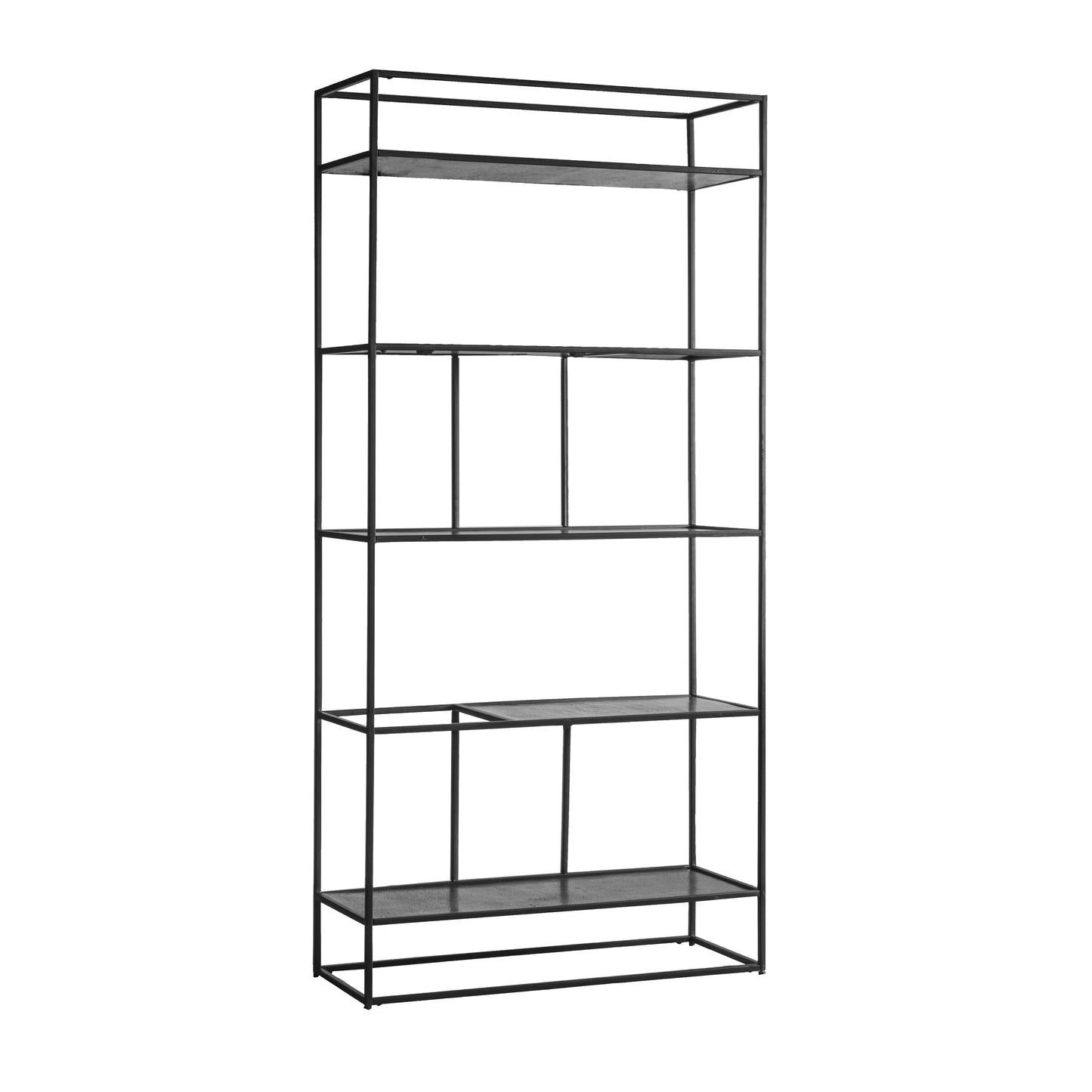 A black Bigbury Display Unit with shelves on it for interior decor.