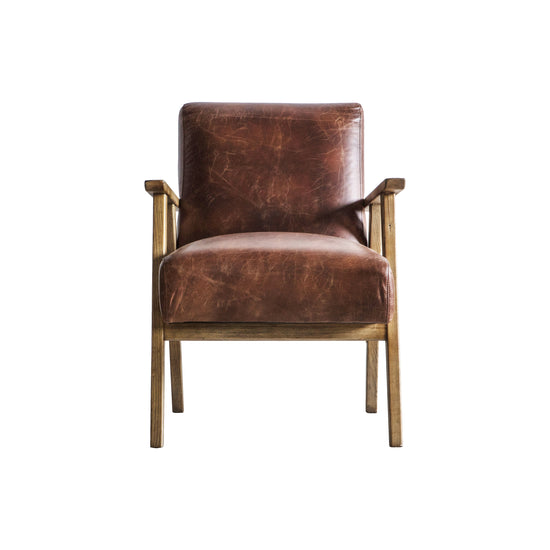 A vintage brown leather chair for interior decor or home furniture from Kikiathome.co.uk.