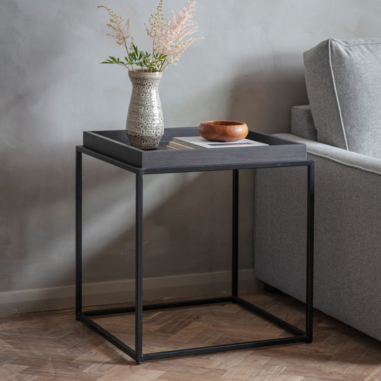 A Ringmore Tray Side Table Black 550x550x600mm from Kikiathome.co.uk featuring interior decor and home furniture.