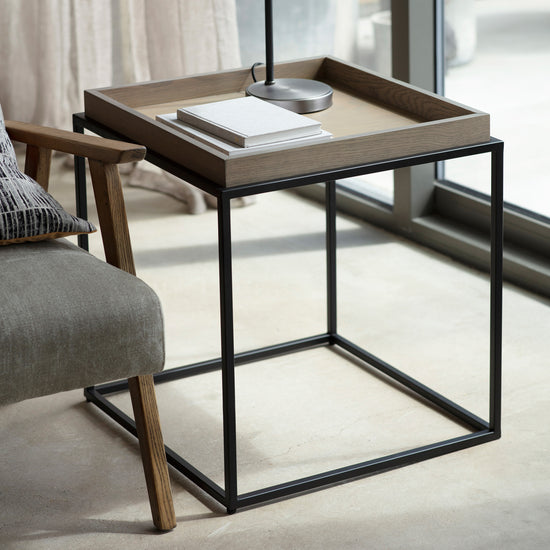 A grey side table by Kikiathome.co.uk for home furniture and interior decor.