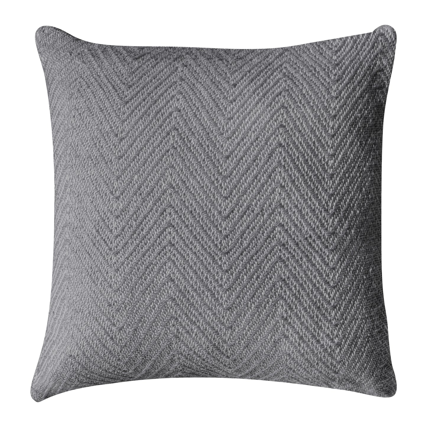 A Chevron Cushion Grey 450x450mm with a chevron pattern for home furniture and interior decor.