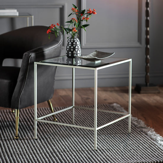An Engleborne Side Table Silver 500x500x550mm from Kikiathome.co.uk, designed for interior decor and home furniture.