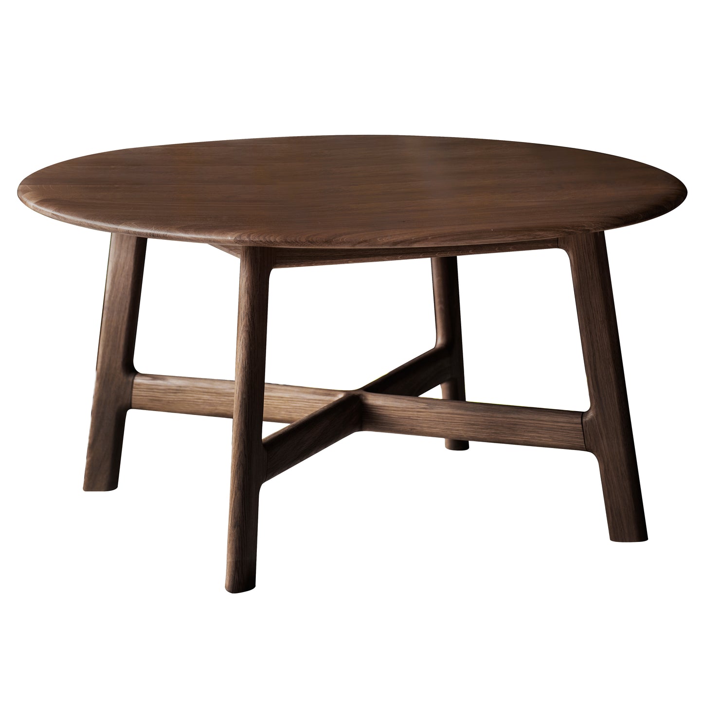 A Walnut coffee table with a wooden base for interior decor and home furniture.