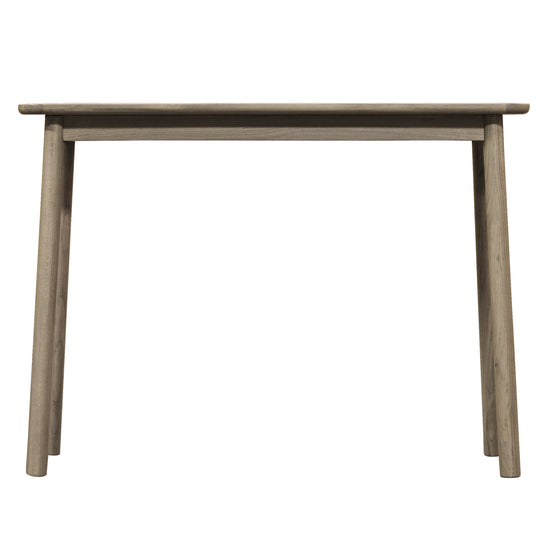 A sleek Wembury Console Table Grey 1100x380x800mm designed for home furniture and interior decor, featuring a wooden top and legs from Kikiathome.co.uk.