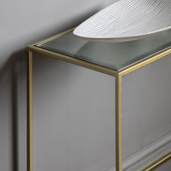 Interior decor, Home furniture: An Engleborne Console Table Champagne 1100x350x760mm from Kikiathome.co.uk perfect for your interior decor with a glass bowl on top.