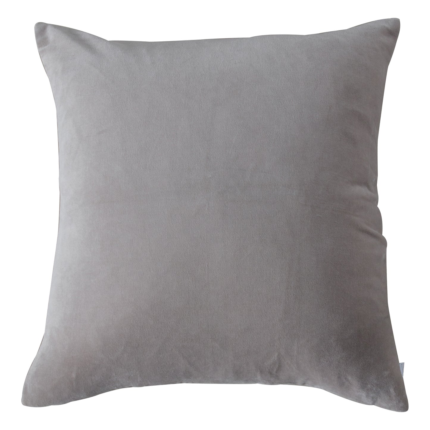 A Cotton Velvet Cushion Grey 500x500mm from Kikiathome.co.uk, perfect for home furniture and interior decor, showcased on a white background.