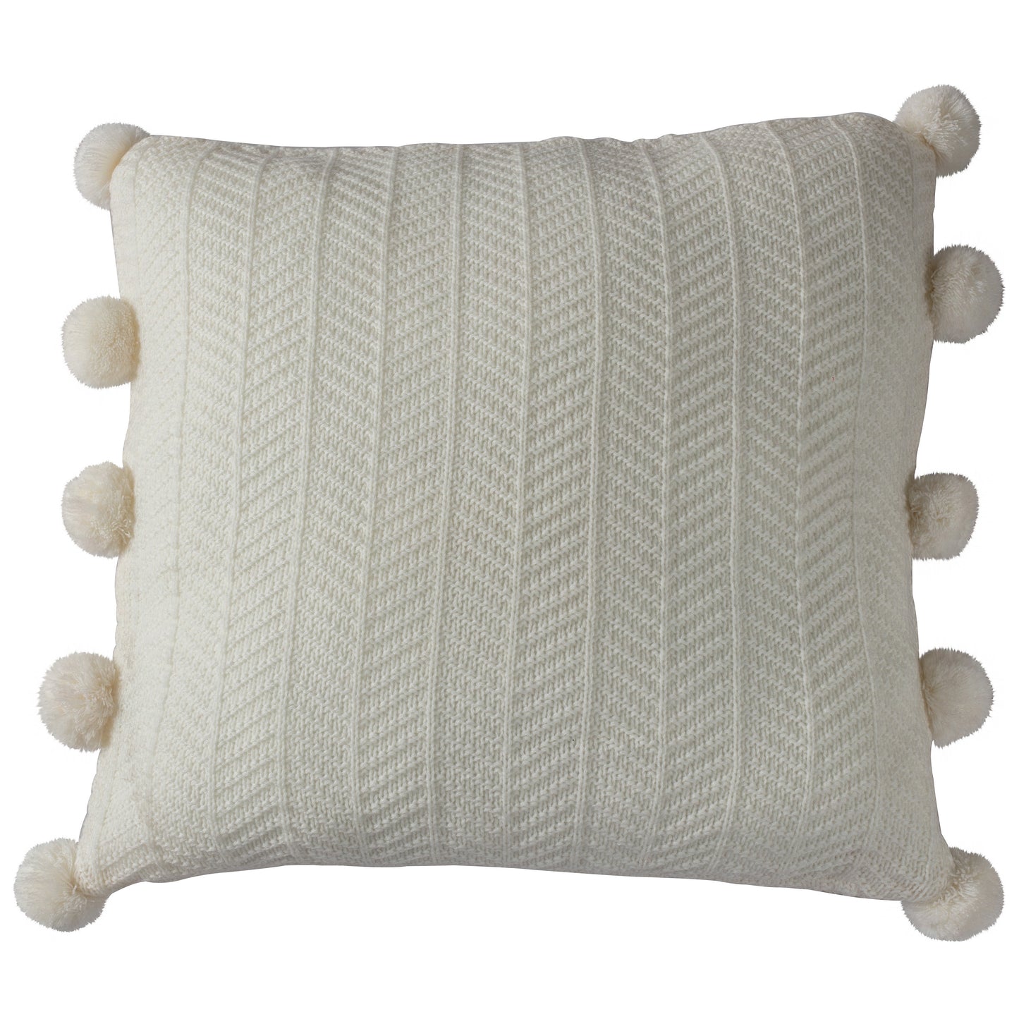 A Herringbone Pom Pom Cushion Cream 450x450mm by Kikiathome.co.uk that adds a touch of interior decor to your home furniture.
