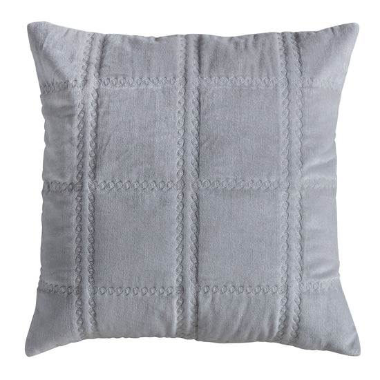 A Quilted Cotton Velvet Cushion Grey 450x450mm by Kikiathome.co.uk, perfect for home furniture and interior decor.