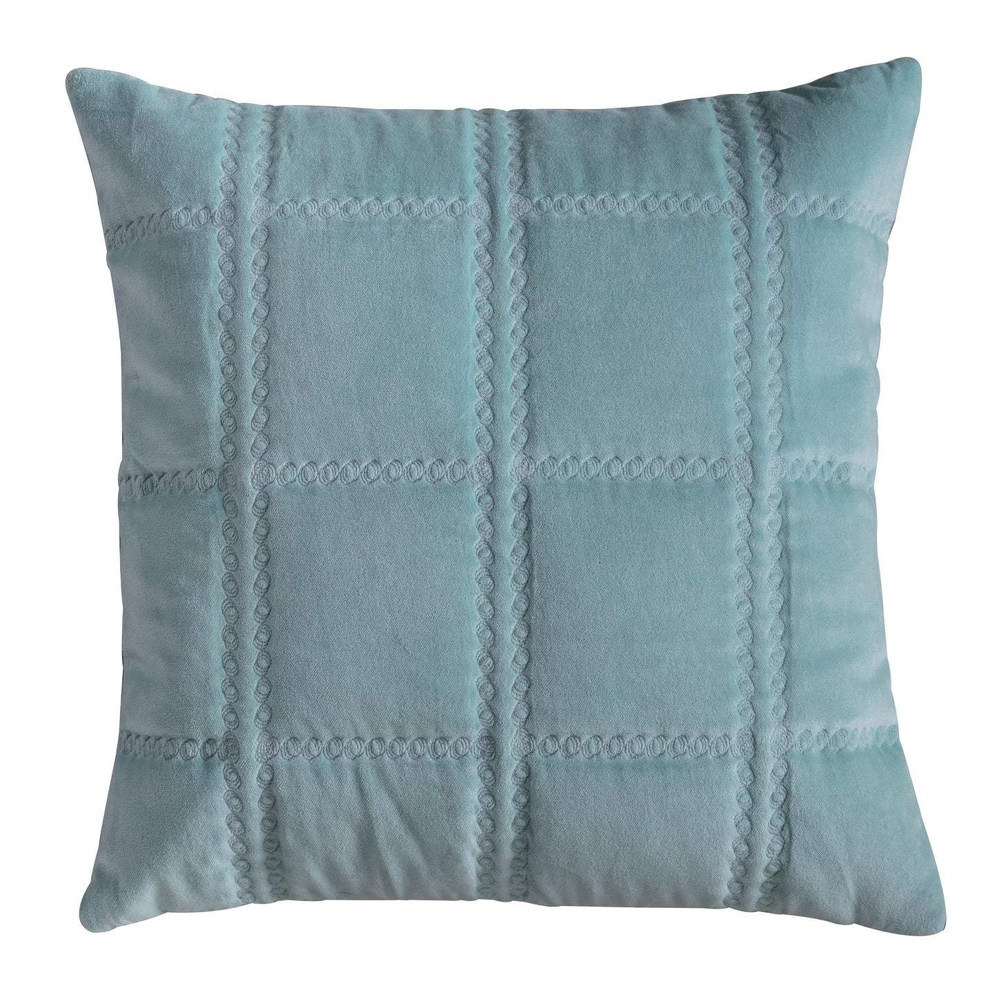 A Quilted Cotton Velvet Cushion with Checkered Pattern for Interior Decor.
