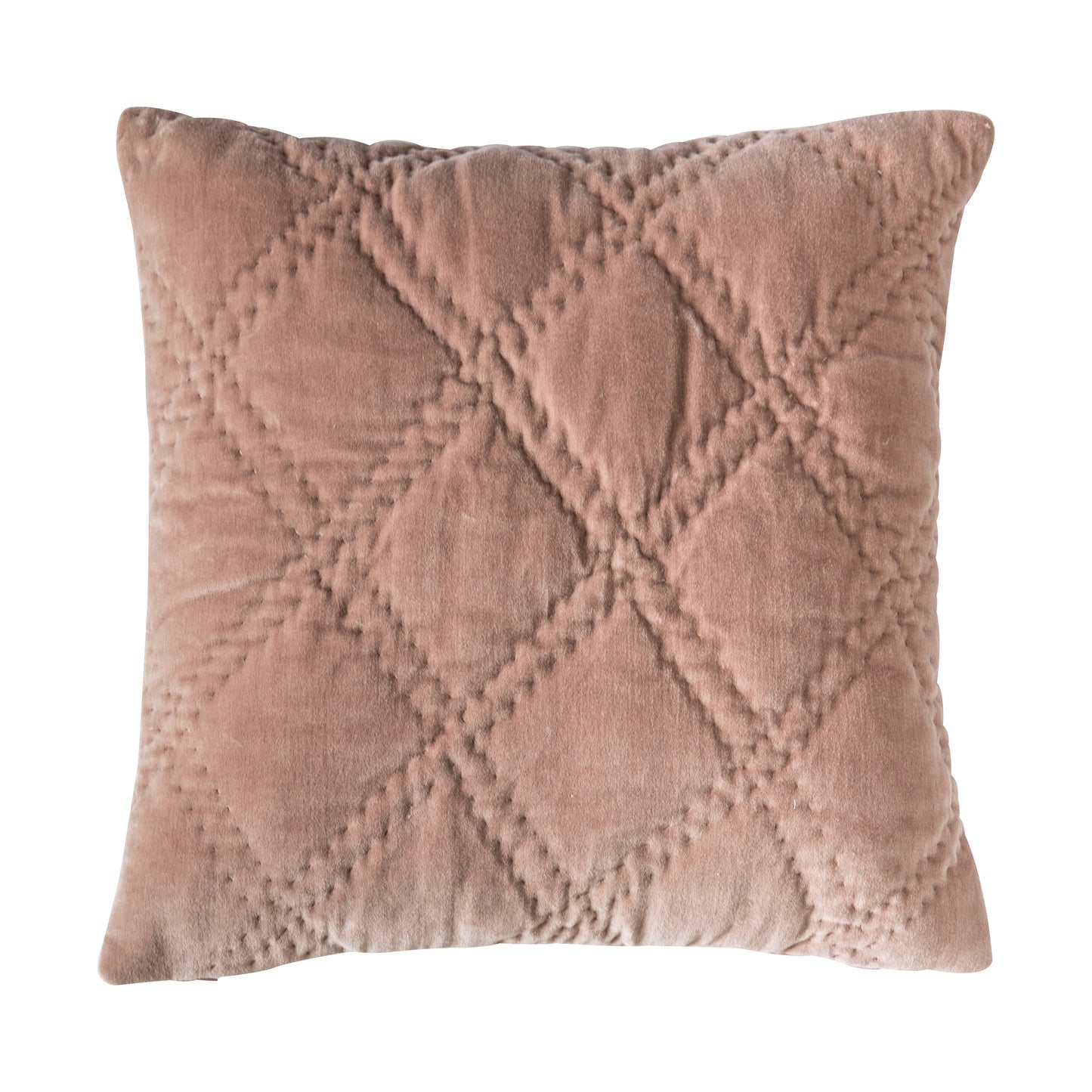 A Quilted Cotton Velvet Cushion Blush 450x450mm for interior decor from Kikiathome.co.uk.