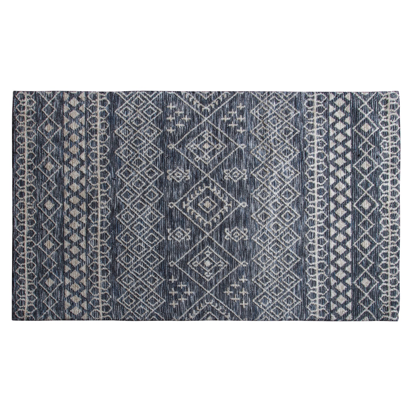 Load image into Gallery viewer, A geometric Plaza Rug Dark Teal 800x1500mm for interior decor from Kikiathome.co.uk.
