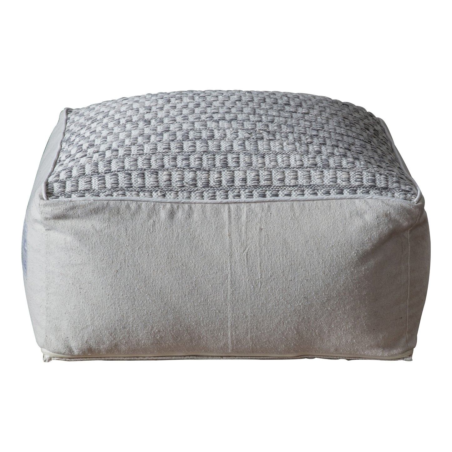 A Bruno Pouffe Grey with a woven pattern by Kikiathome.co.uk, ideal for home furniture and interior decor.