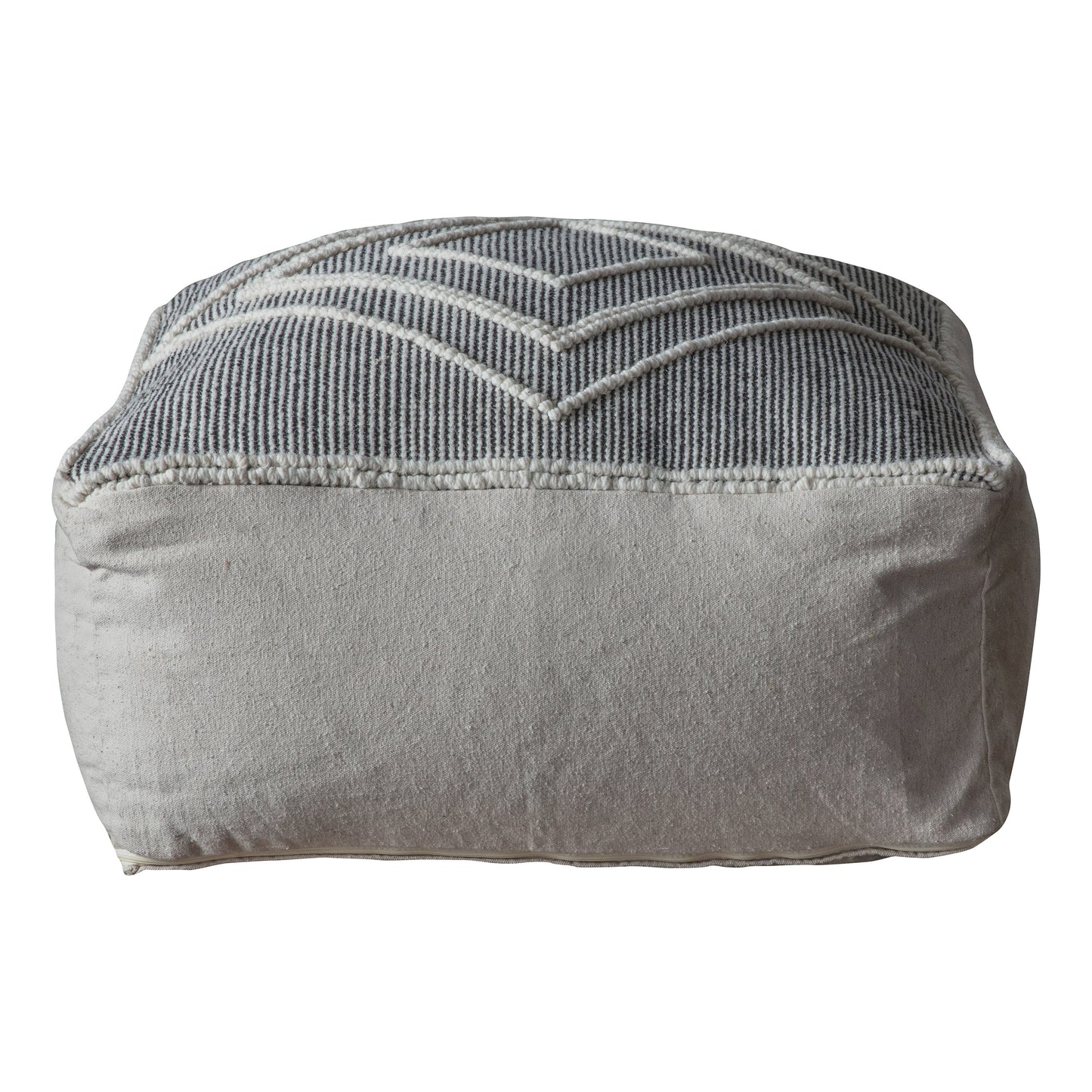 Load image into Gallery viewer, A Soto Pouffe Grey 800x800x350mm by Kikiathome.co.uk, perfect for interior decor and home furniture, displayed on a white background.
