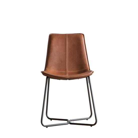 A Slapton Chair Brown (2pk) 490x550x860mm by Kikiathome.co.uk, a home furniture with a metal frame.