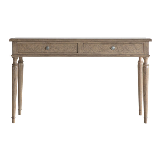 A Belsford 2 Drawer Desk with a wooden top perfect for interior decor and home furniture.