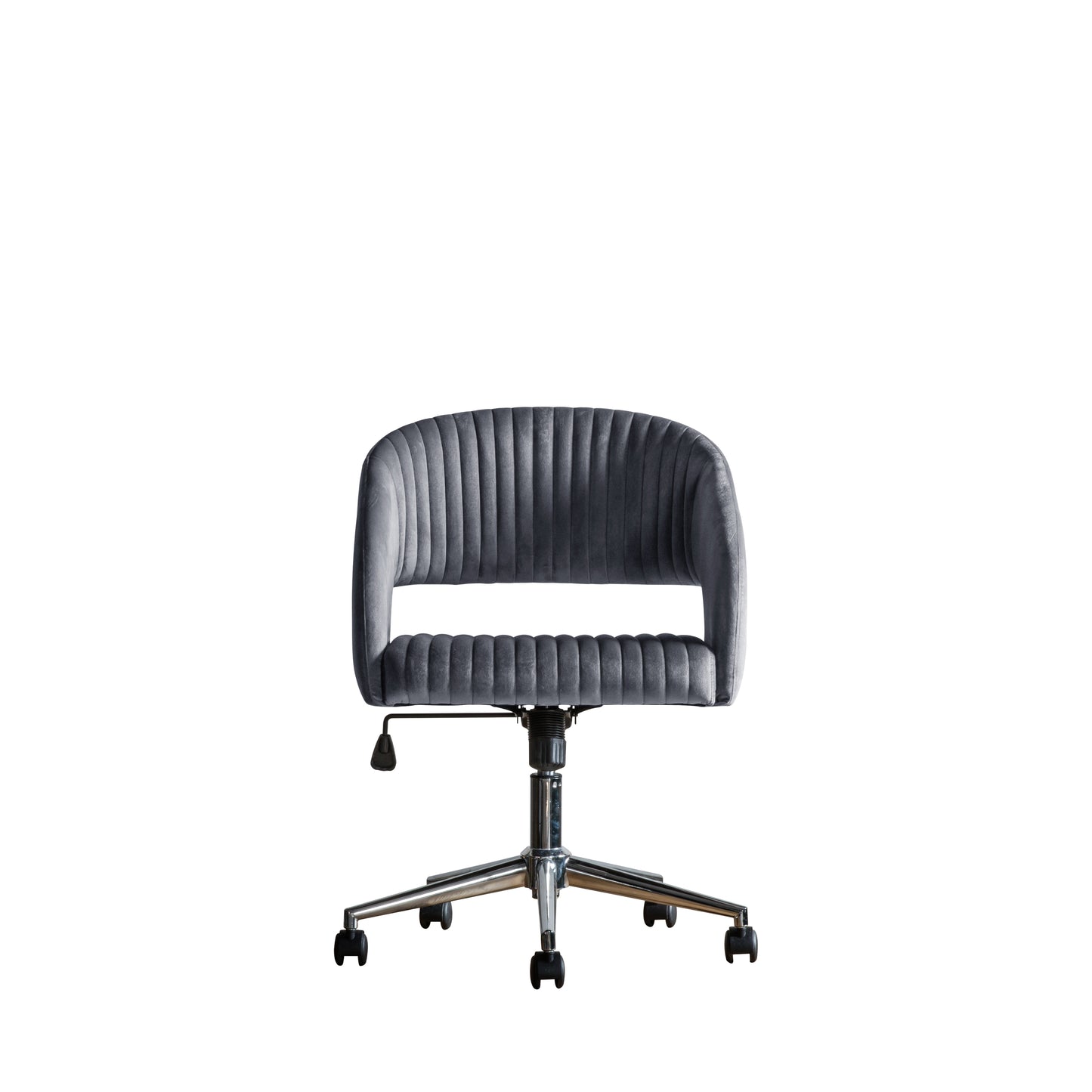 A Murray Swivel Chair Charcoal Velvet for home furniture and interior decor on a white background.