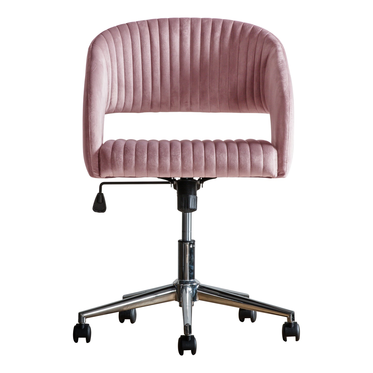 An Murray Swivel Chair Pink Velvet with a pink velvet upholstered seat, perfect for interior decor.