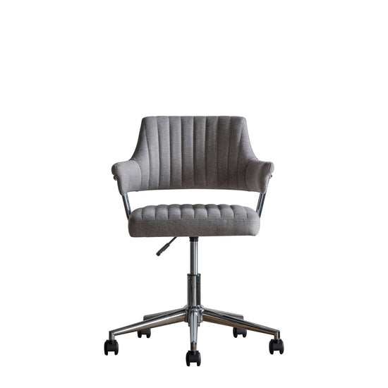 A grey Mcintyre swivel chair by Kikiathome.co.uk showcased on a white background as part of home furniture and interior decor.