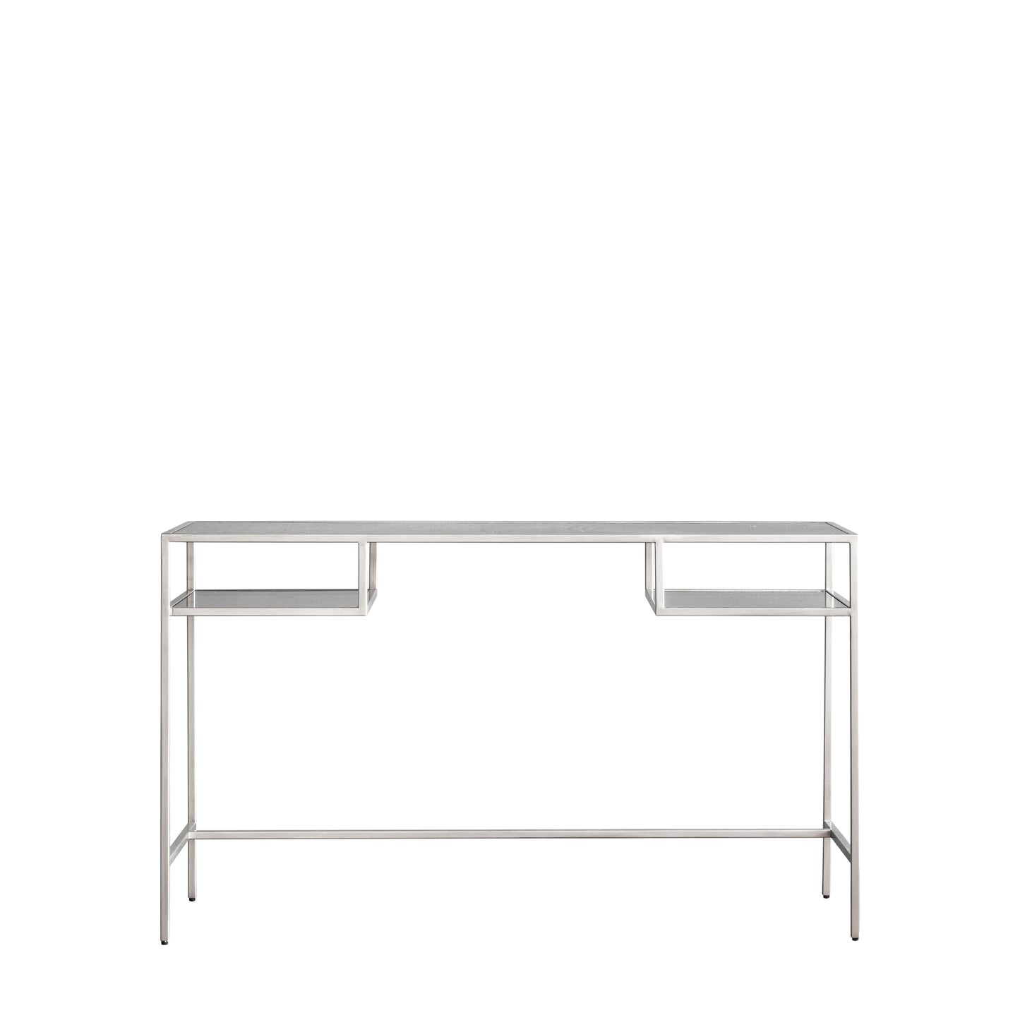 An Engleborne Desk Silver 1300x500x760mm with a metal frame for home furniture and interior decor.