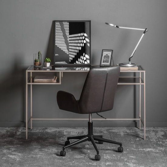 An Engleborne Desk Silver 1300x500x760mm from Kikiathome.co.uk, perfect for stylish home furniture and interior decor.