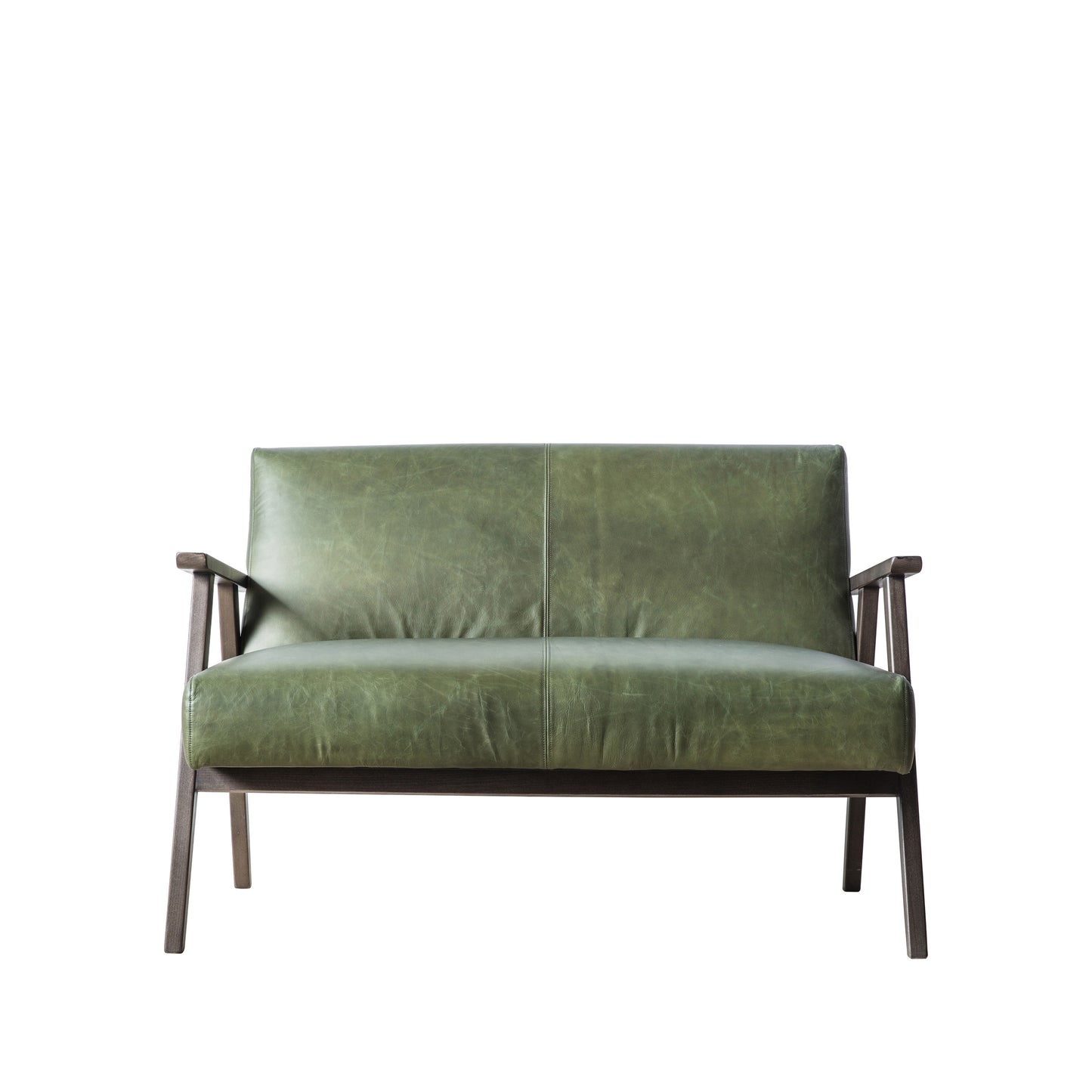 A Neyland 2 Seater Sofa in Heritage Green Leather for interior decor.