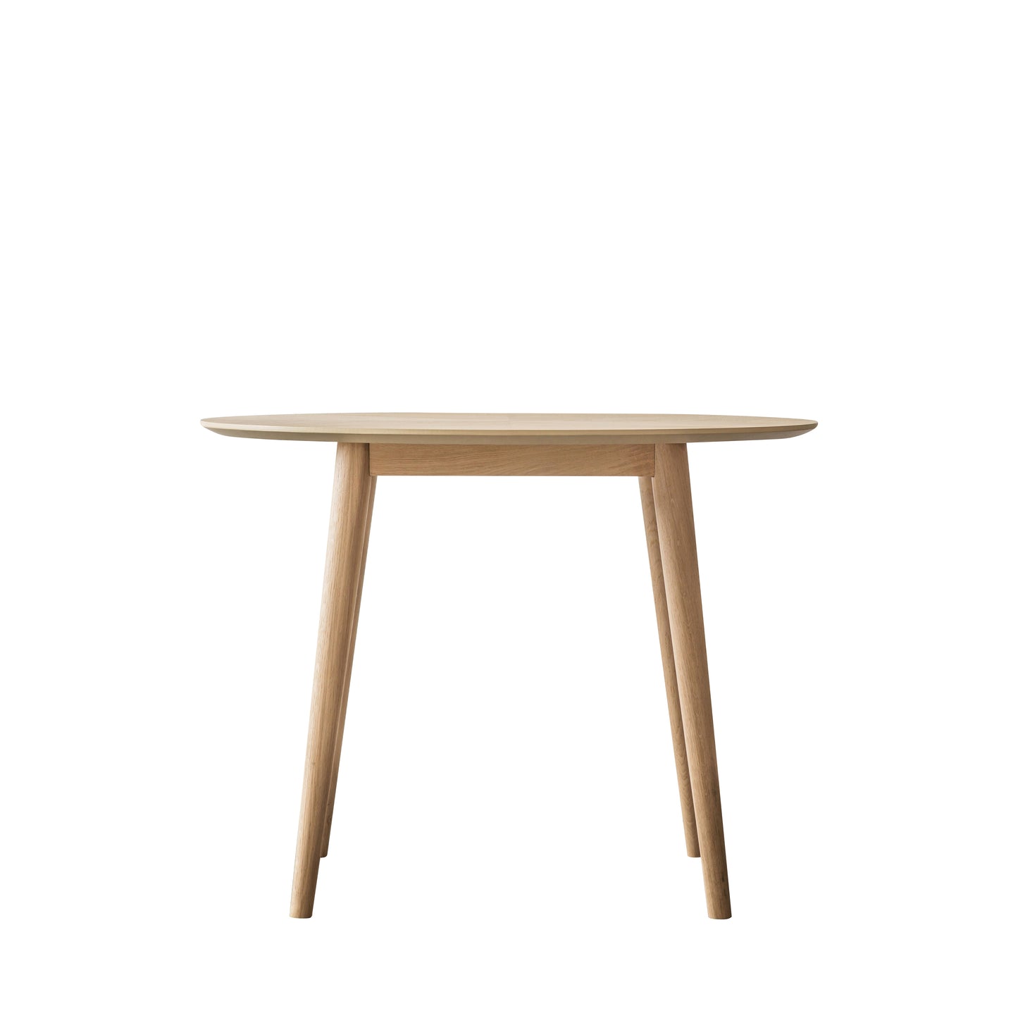 A Tristford Round Dining Table with wooden legs on a white background for interior decor from Kikiathome.co.uk.