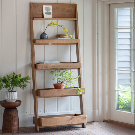 A 800x500x2000mm Marldon Tall Shelf Unit with potted plants on it, perfect for interior decor and home furniture from Kikiathome.co.uk.