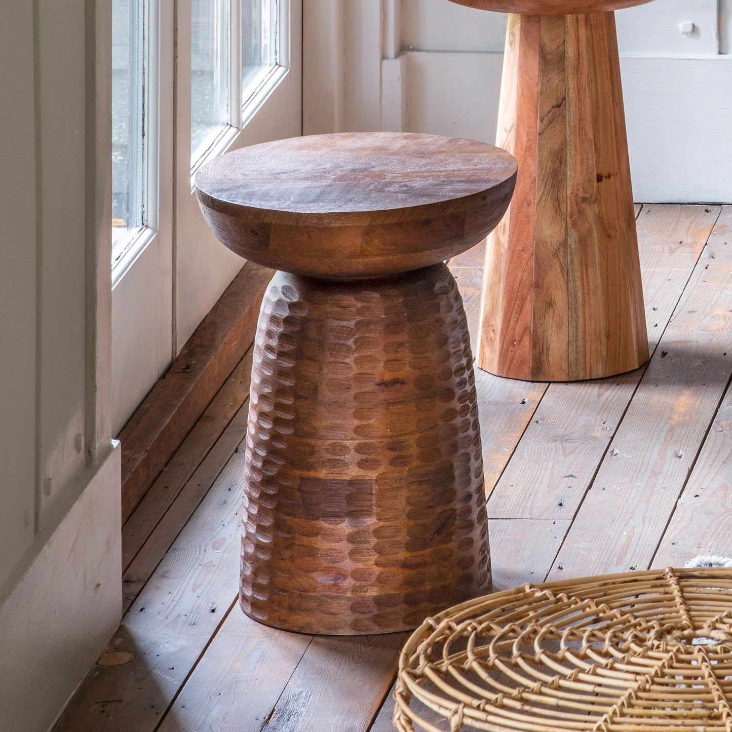 A Kennington Side Table by Kikiathome.co.uk adding interior decor to a wooden floor.