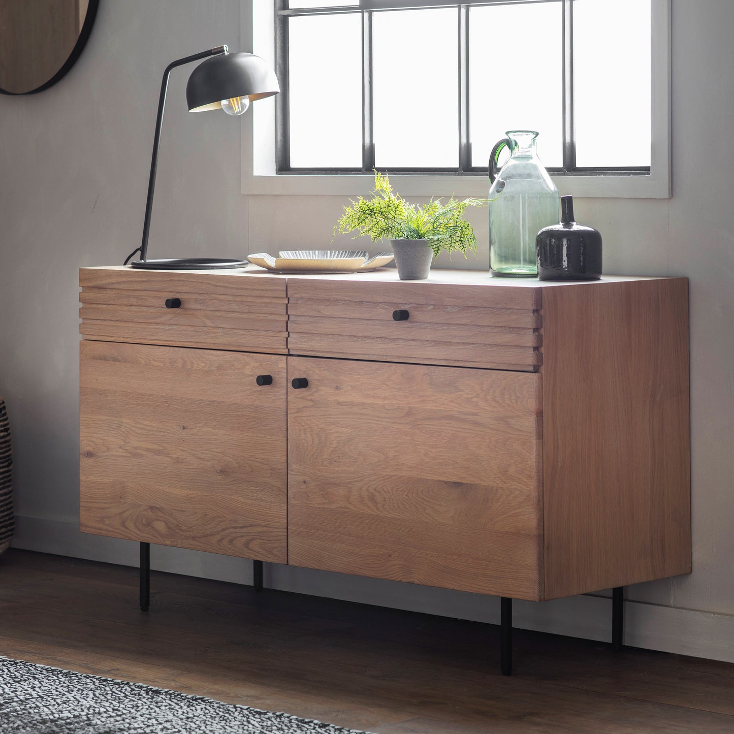 A Tortington 2 Drawer 2 Door Sideboard 1310x450x720mm from Kikiathome.co.uk, the perfect addition to your interior decor.