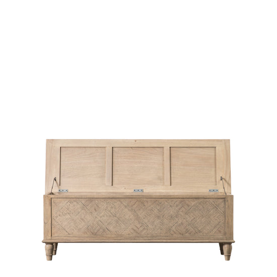 A Belsford Hall Bench/Chest 1300xx400x460mm with a lid for interior decor from Kikiathome.co.uk.