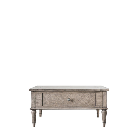A Belsford Square 2 Drawer Coffee Table 900x900x435mm from Kikiathome.co.uk that enhances interior decor and provides home furniture with a drawer.