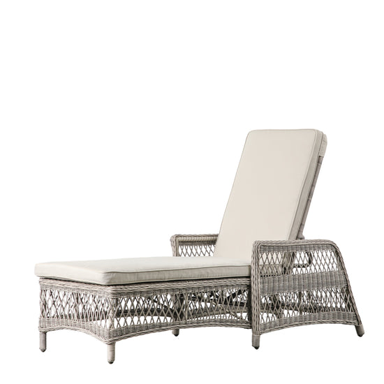 Interior decor, Home furniture - A stylish Allington Country Lounger Stone with a white cushion for enhancing any interior space from Kikiathome.co.uk.