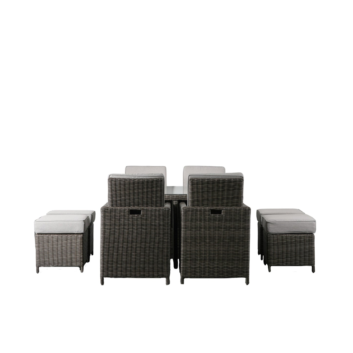 A stylish 8 seater cube dining set in grey, perfect for home furniture and interior decor.
