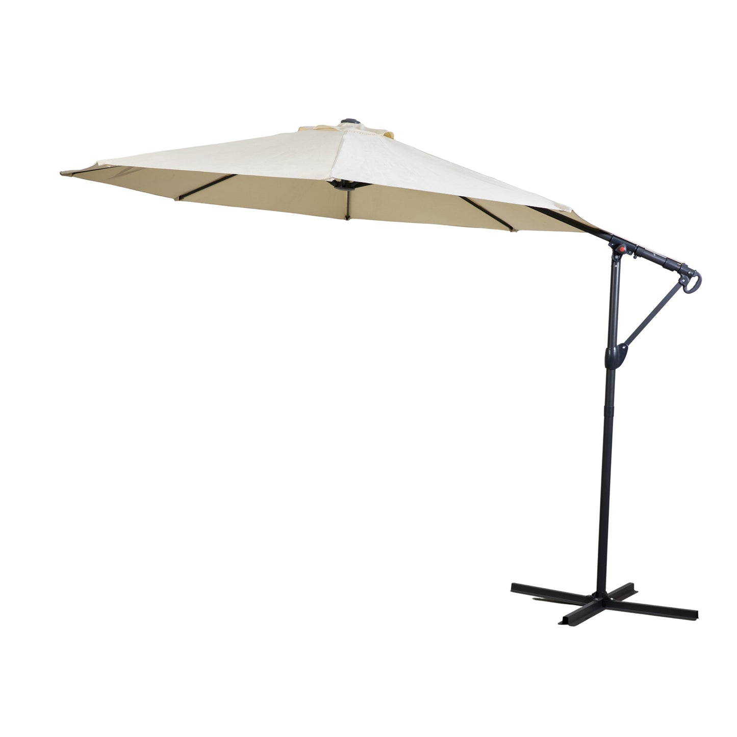 An Alwington 3m Cantilever Parasol Cream on a stand with a white background for home furniture decor.