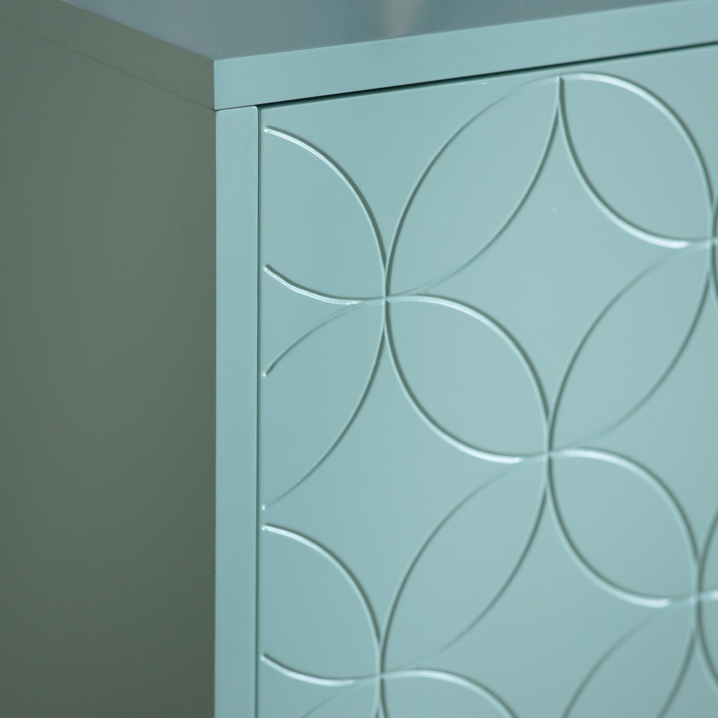 A close up of a Kikiathome.co.uk Thurlestone 2 Door Cabinet with a geometric design, perfect for interior decor and home furniture.