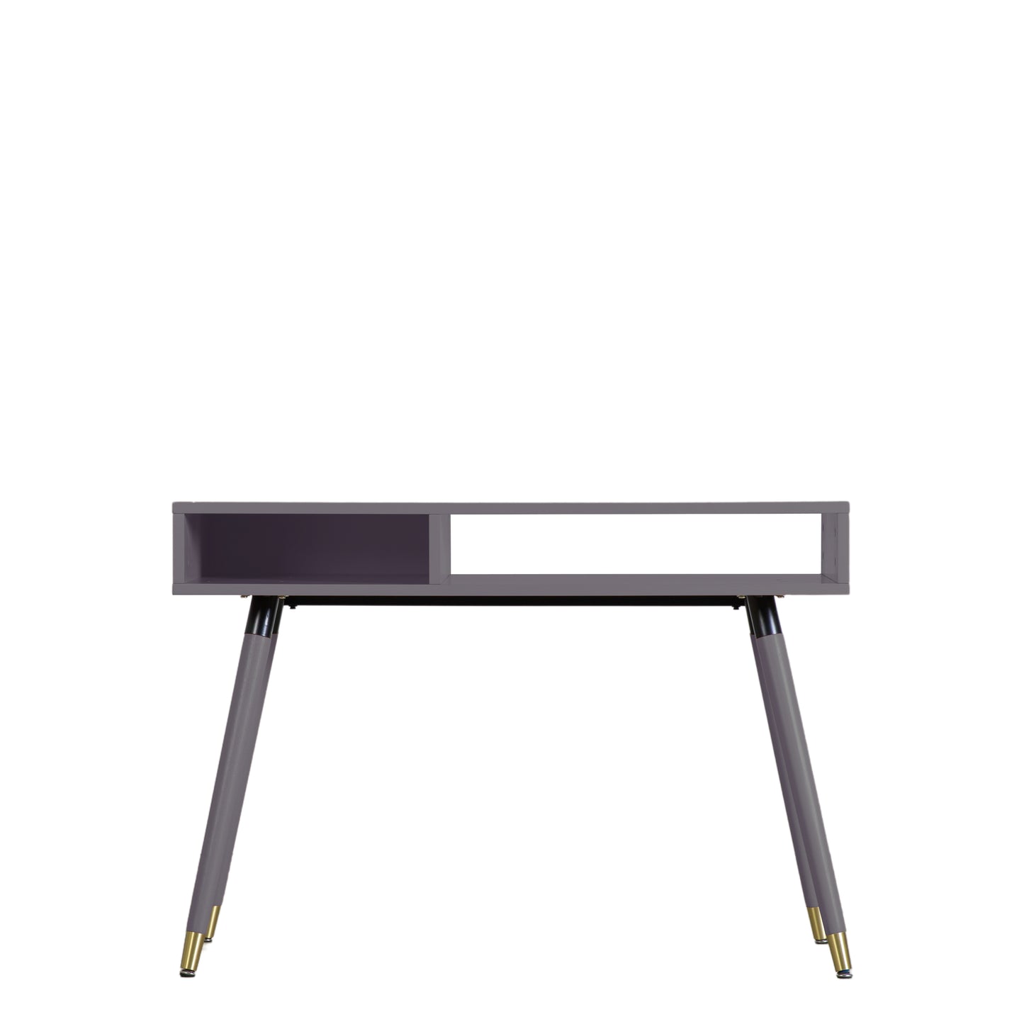A Thurlestone Console Table Grey with gold legs and a drawer perfect for home furniture and interior decor.