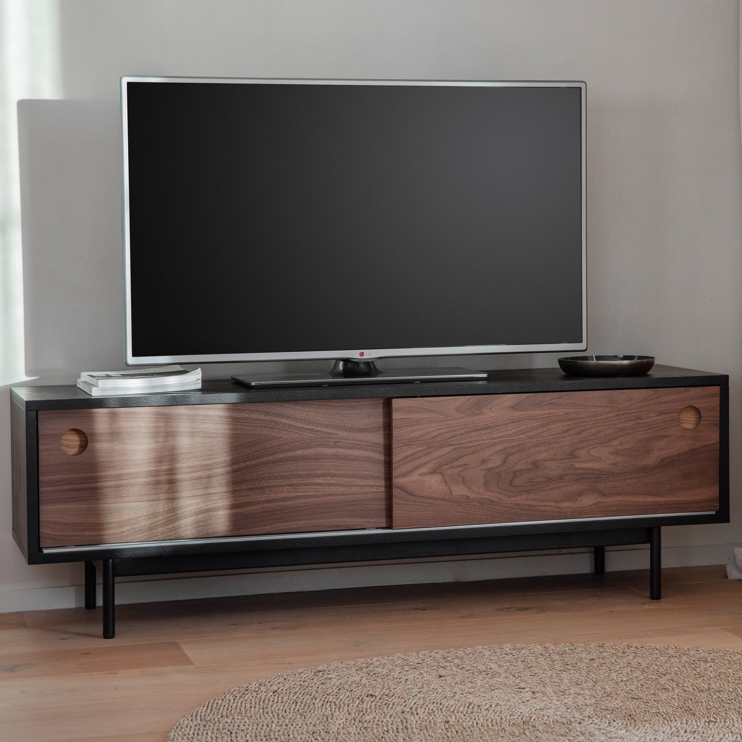 A Barbican Media Unit by Kikiathome.co.uk, perfect for home furniture and interior decor in a living room with a flat screen tv.