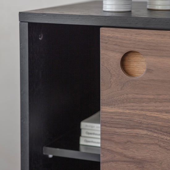A Barbican 2 Door Cabinet 1200x400x750mm with a centrally-placed hole for interior decor and home furniture enthusiasts from Kikiathome.co.uk.