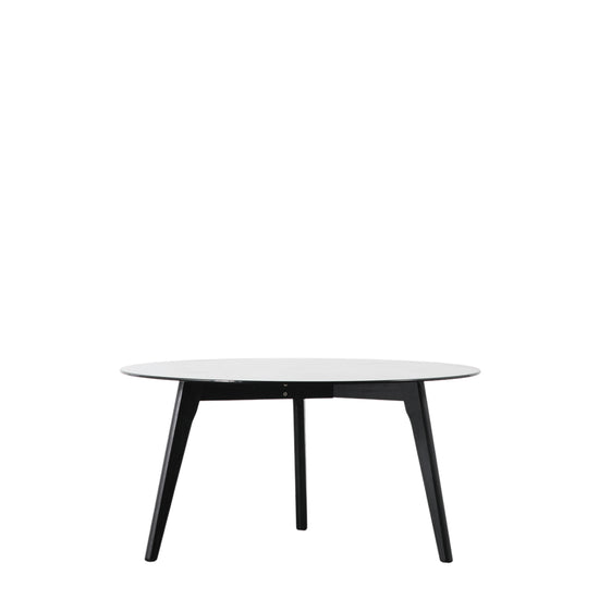 An Ashprington Round Coffee Table with black legs and a white top for home furniture and interior decor.