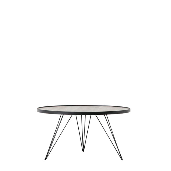 A round Tufnell Coffee Table 800x800x420mm with metal legs and a black top for home furniture and interior decor.