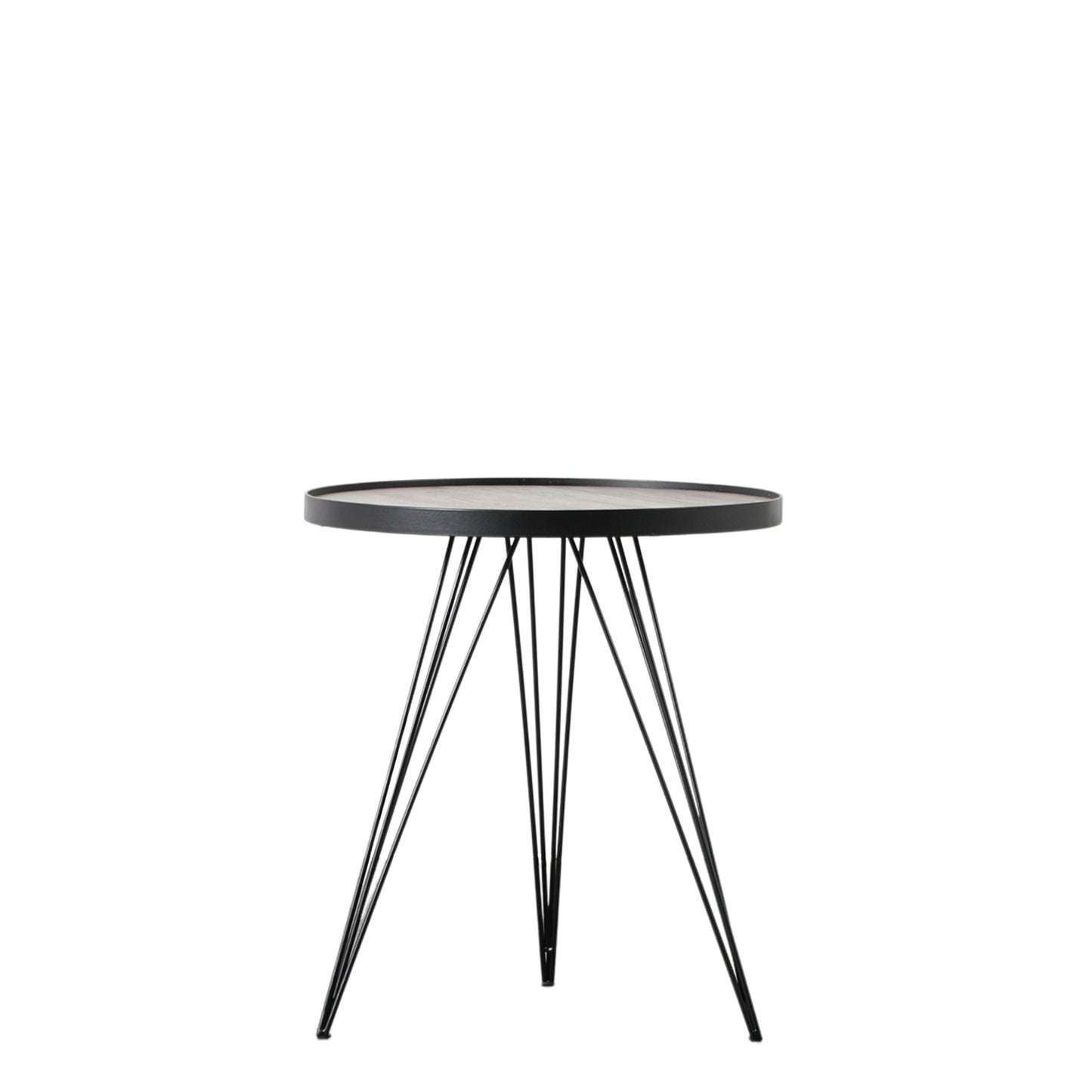 A Tufnell Side Table 500x500x560mm, perfect for interior decor, with metal legs and a glass top from Kikiathome.co.uk.