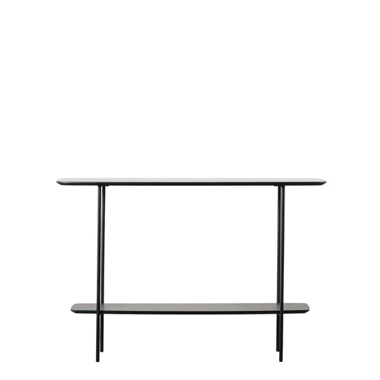 A black marble console table for home furniture and interior decor.