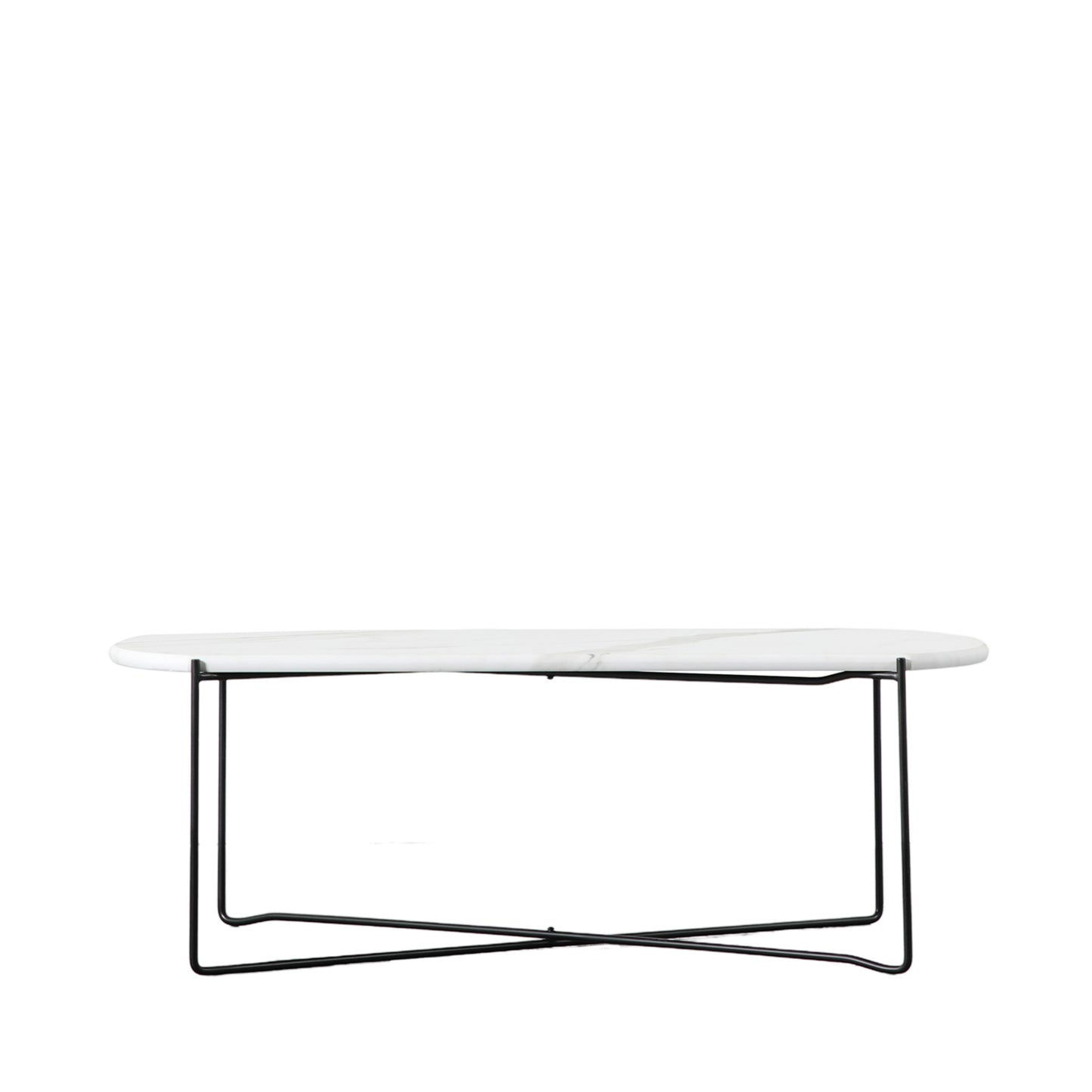 An interior decor essential, the Linford Coffee Table features a white marble top and black metal frame - available on Kikiathome.co.uk.