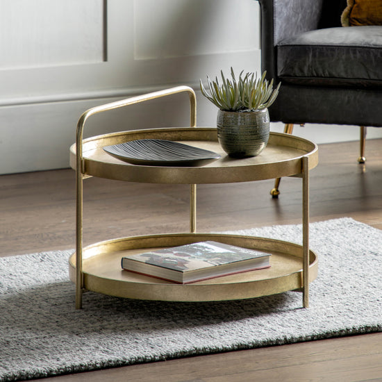 A Sennen Coffee Table Gold 650x650x500mm from Kikiathome.co.uk enhancing home furniture.
